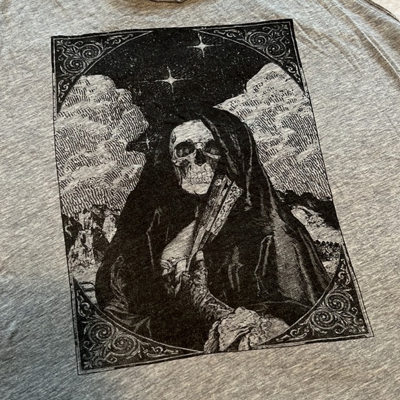 Talula grim reaper racer back tank skull goth punk grey witchy - Picture 2 of 5